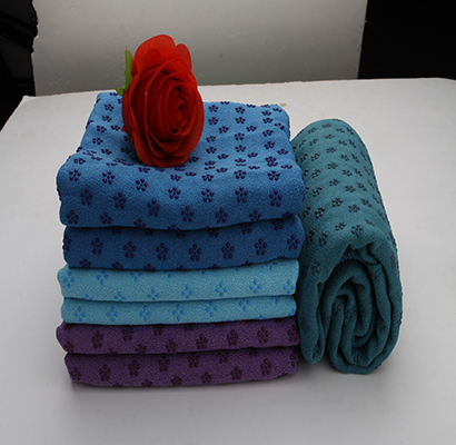 超细纤维硅胶点花式纱瑜伽巾 瑜伽铺巾